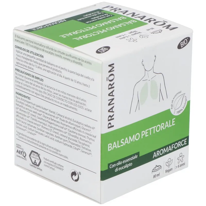Pranarôm aromaforce bálsamo pectoral bio 80ml | Farmacia Barata Pranarôm aromaforce bálsamo pectoral bio 80ml | Farmacia Barata