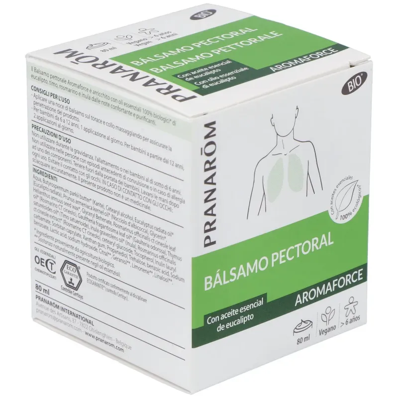 Pranarôm aromaforce bálsamo pectoral bio 80ml | Farmacia Barata Pranarôm aromaforce bálsamo pectoral bio 80ml | Farmacia Barata
