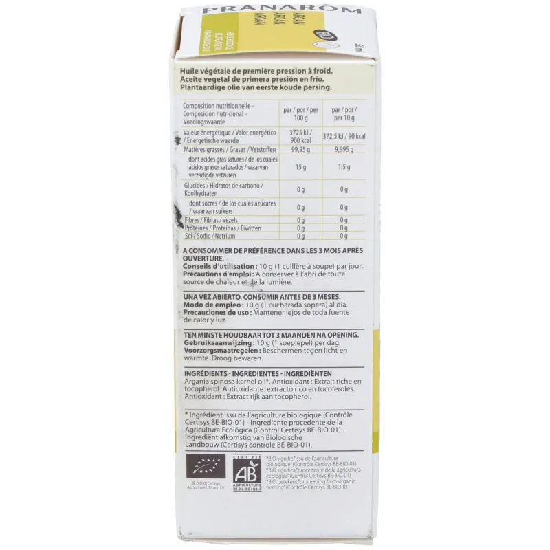 Pranarôm aceite vegetal de argán bio 50ml | Farmacia Barata