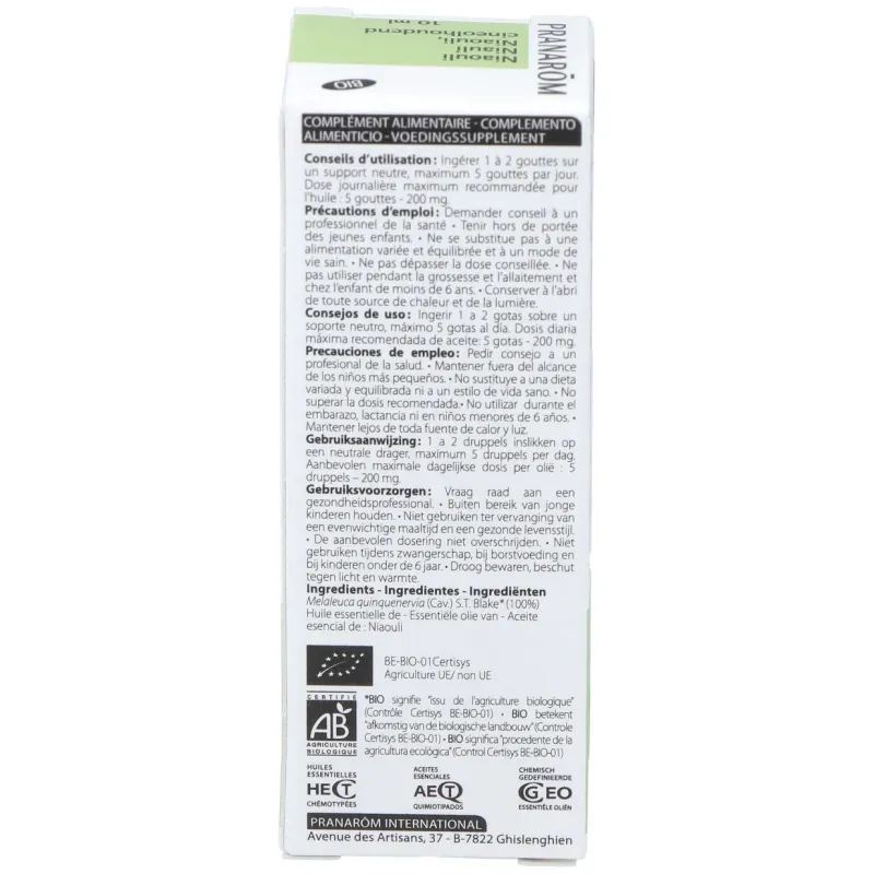 Pranarôm aceite esencial de niaulí qt cineol bio 10ml | Farmacia Barata