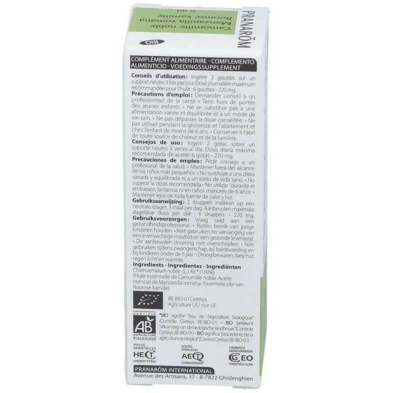 Pranarôm aceite esencial de manzanilla romana bio 5ml | Farmacia Barata