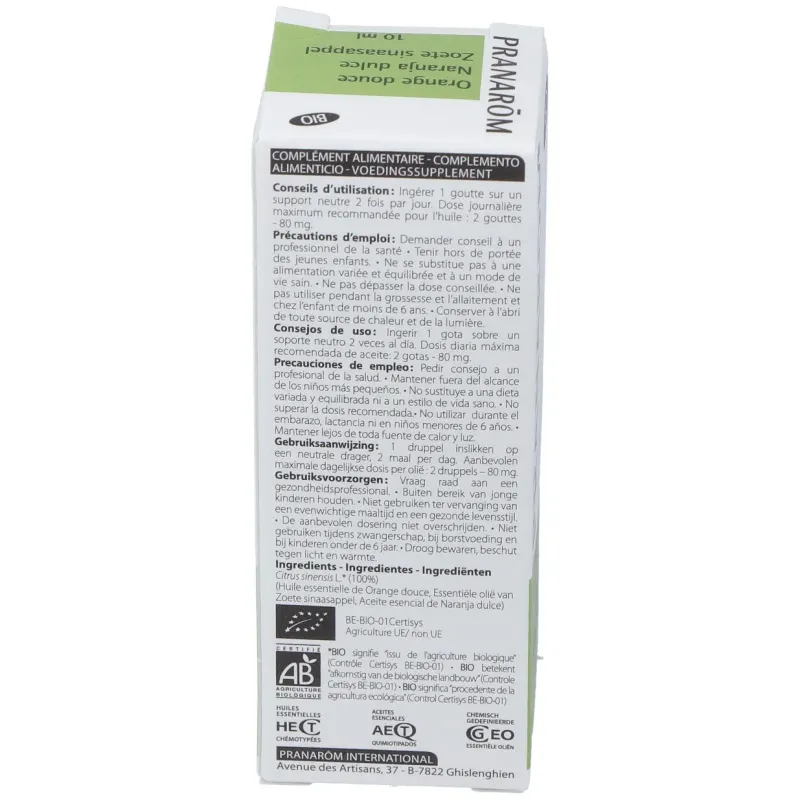 Pranarôm aceite esencial de naranja dulce bio 10ml | Farmacia Barata