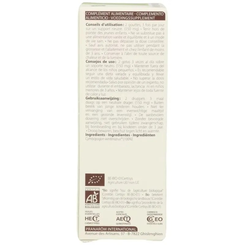 Pranarôm aceite esencial de citronela de java bio 10ml | Farmacia Barata Pranarôm aceite esencial de citronela de java bio 10ml | Farmacia Barata