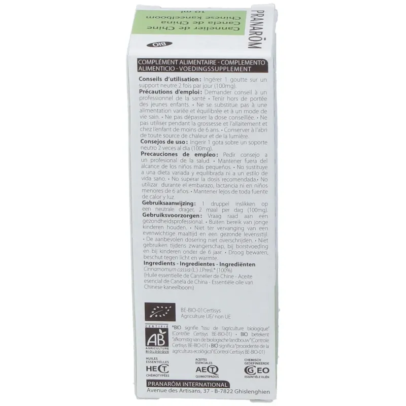 Pranarôm aceite esencial de canela de china bio 10ml | Farmacia Barata