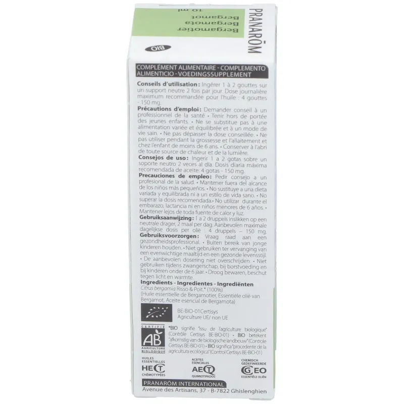 Pranarôm aceite esencial de bergamota bio 10ml | Farmacia Barata