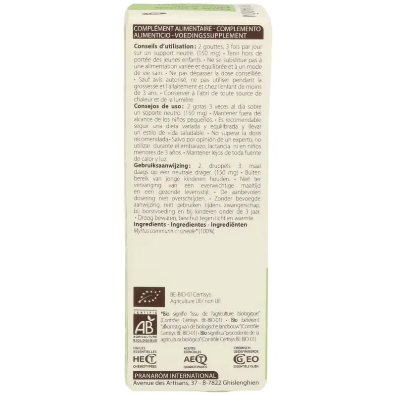 Pranarôm aceite esencial de mirto verde bio 5ml | Farmacia Barata