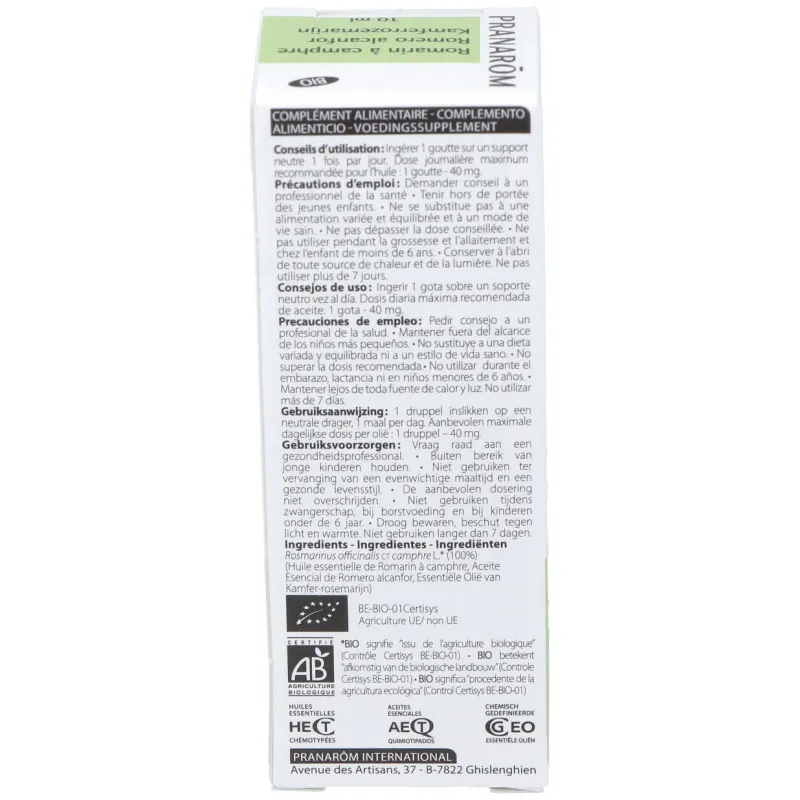 Pranarôm aceite esencial de romero alcanfor bio 10ml | Farmacia Barata Pranarôm aceite esencial de romero alcanfor bio 10ml | Farmacia Barata