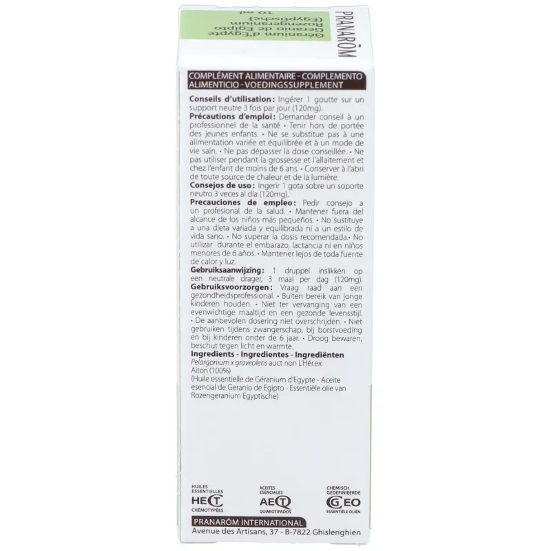 Pranarôm aceite esencial de geranio de egipto 10ml | Farmacia Barata