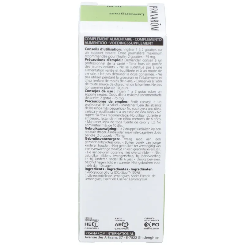Pranarôm aceite esencial de lemongrass 10ml | Farmacia Barata