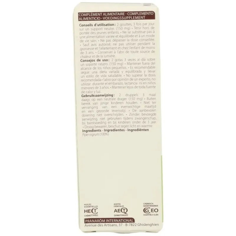 Pranarôm aceite esencial de pimienta negra 5ml | Farmacia Barata
