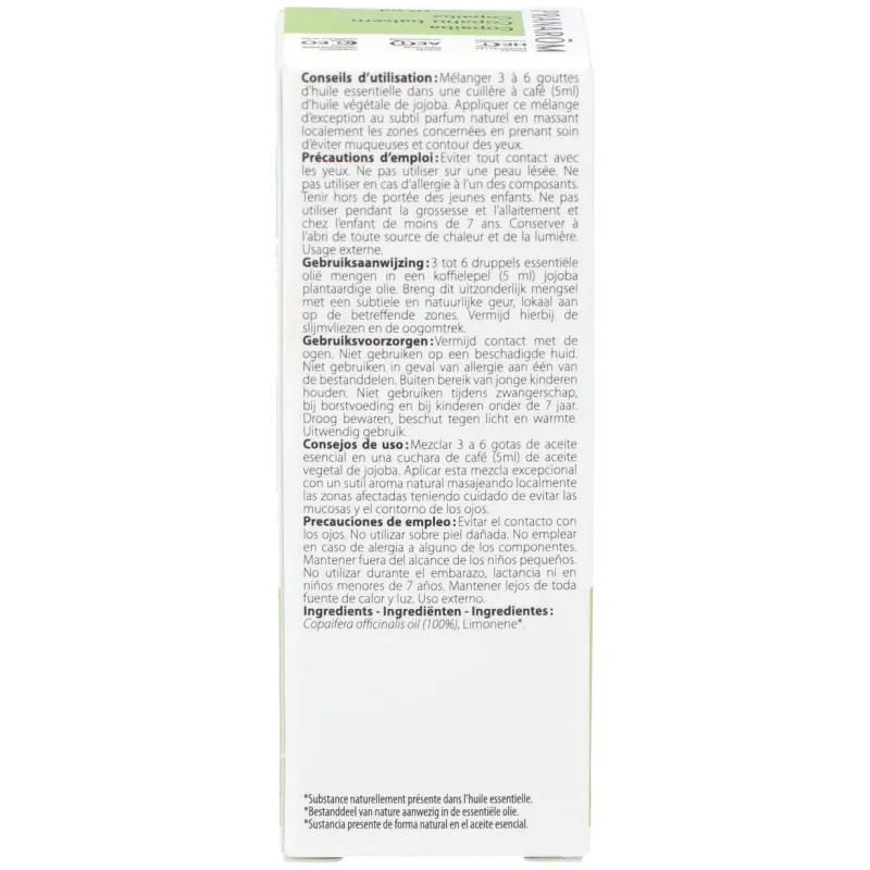 Pranarôm aceite esencial de bálsamo de copaiba 10ml | Farmacia Barata Pranarôm aceite esencial de bálsamo de copaiba 10ml | Farmacia Barata