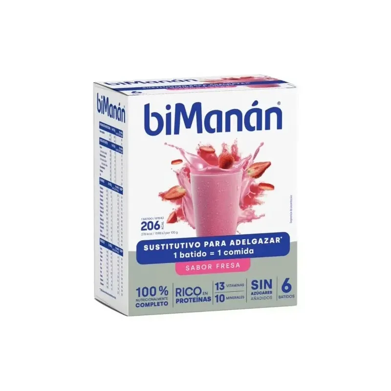 Bimanán® beslim batidos sabor fresa 6uds | Farmacia Barata