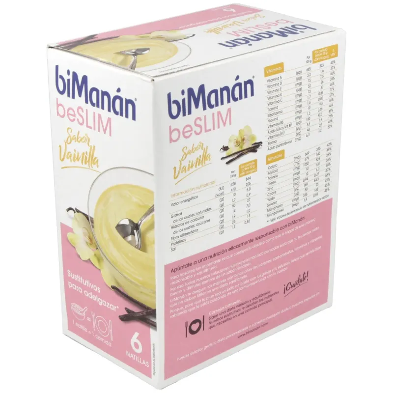 Bimanán® beslim natillas vainilla 6 sobres | Farmacia Barata