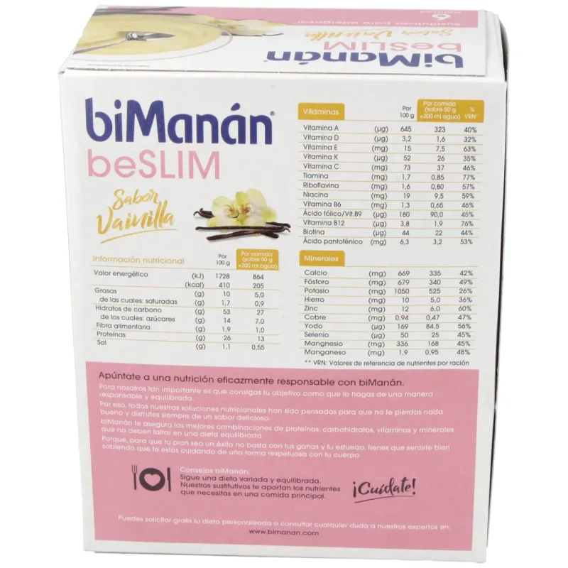 Bimanán® beslim natillas vainilla 6 sobres | Farmacia Barata