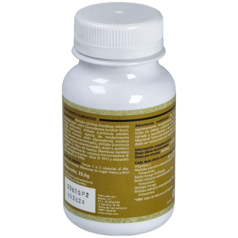 Sotya reishi maitake y shiitake 60cáps | Farmacia Barata