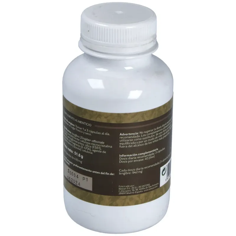Sotya jengibre 430mg 120caps | Farmacia Barata
