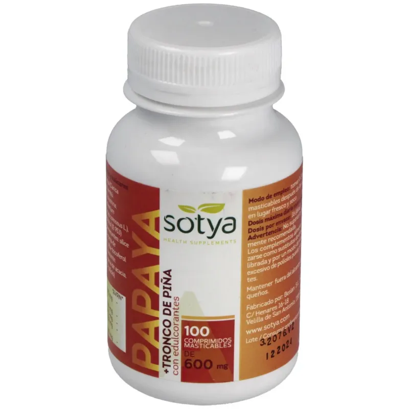 Sotya papaya 600mg 100comp | Farmacia Barata Sotya papaya 600mg 100comp | Farmacia Barata