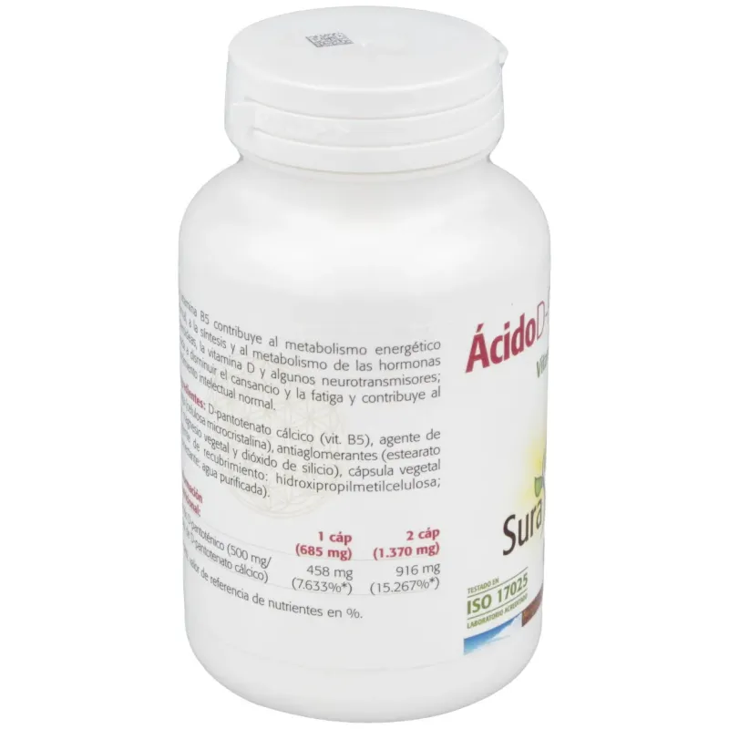 Sura vitasan acido pantotenico 500mg 100caps | Farmacia Barata