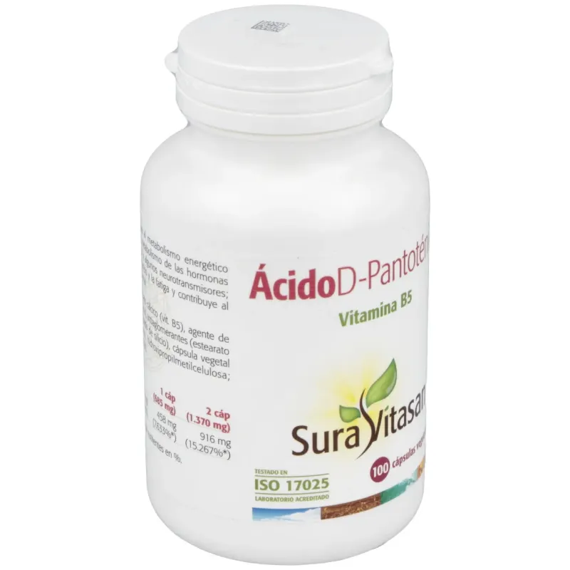 Sura vitasan acido pantotenico 500mg 100caps | Farmacia Barata