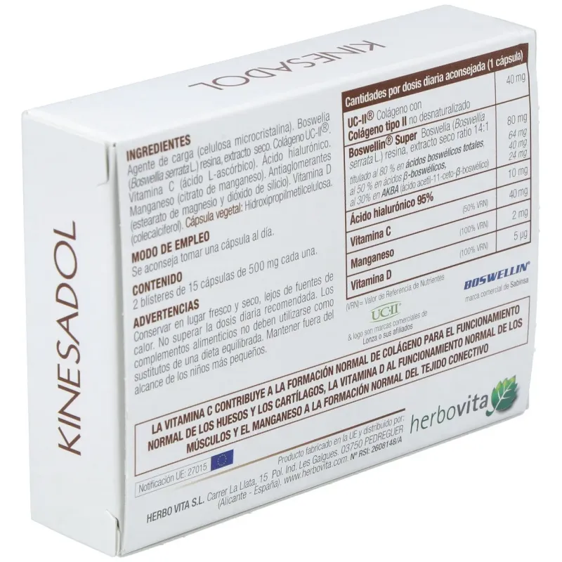 Herbovita kinesadol 30caps | Farmacia Barata