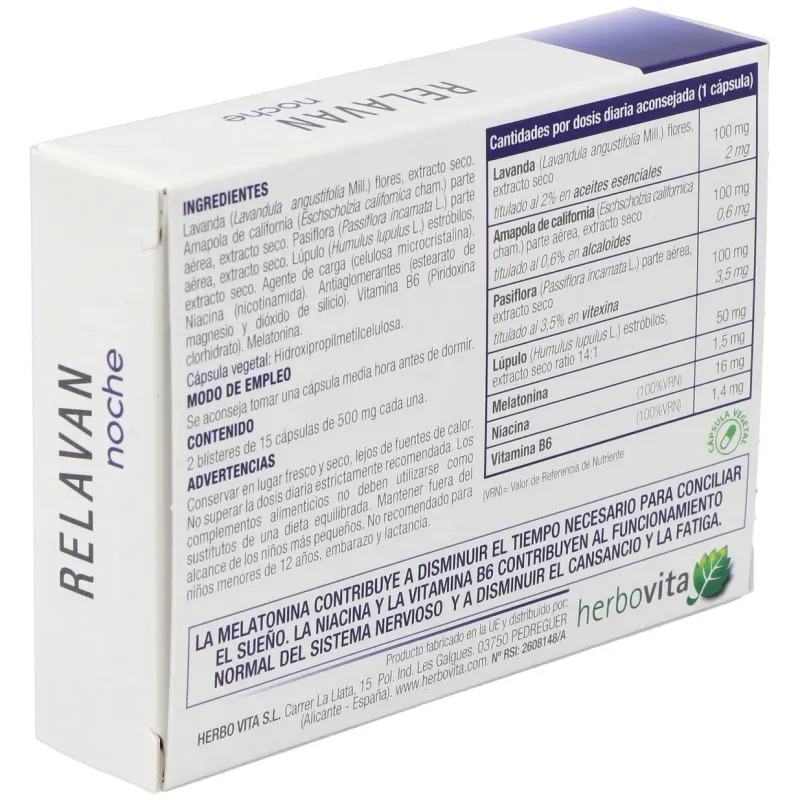 Herbovita relavan noche 30caps | Farmacia Barata