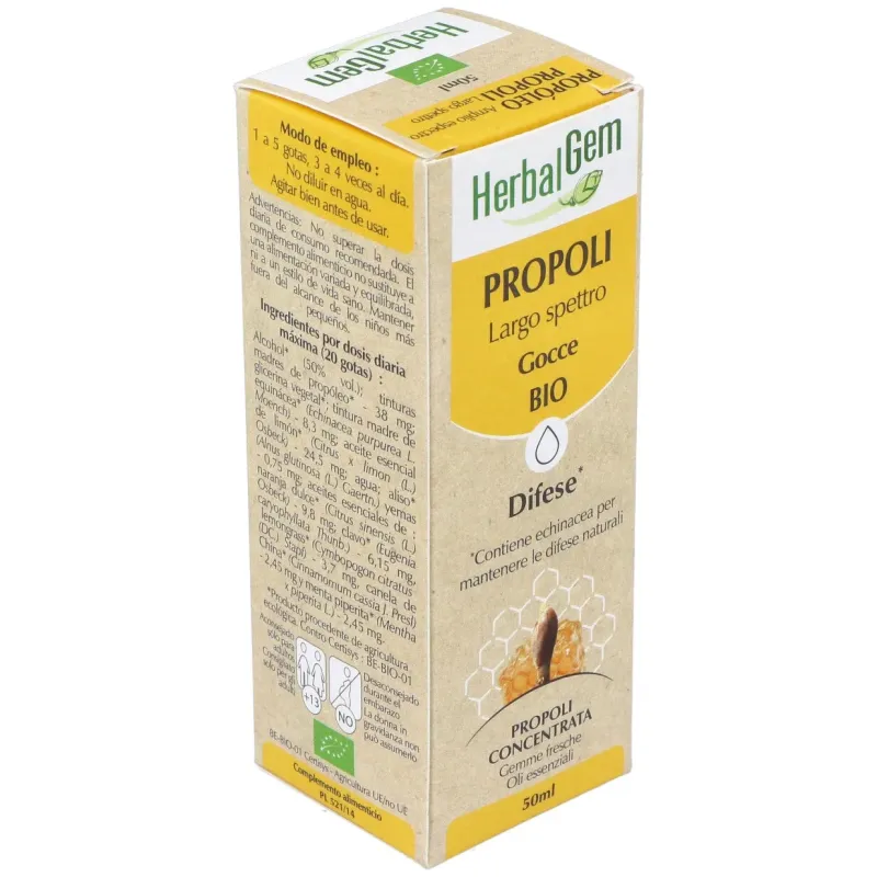 Herbalgem propóleo bio amplio espectro gotas 50ml | Farmacia Barata