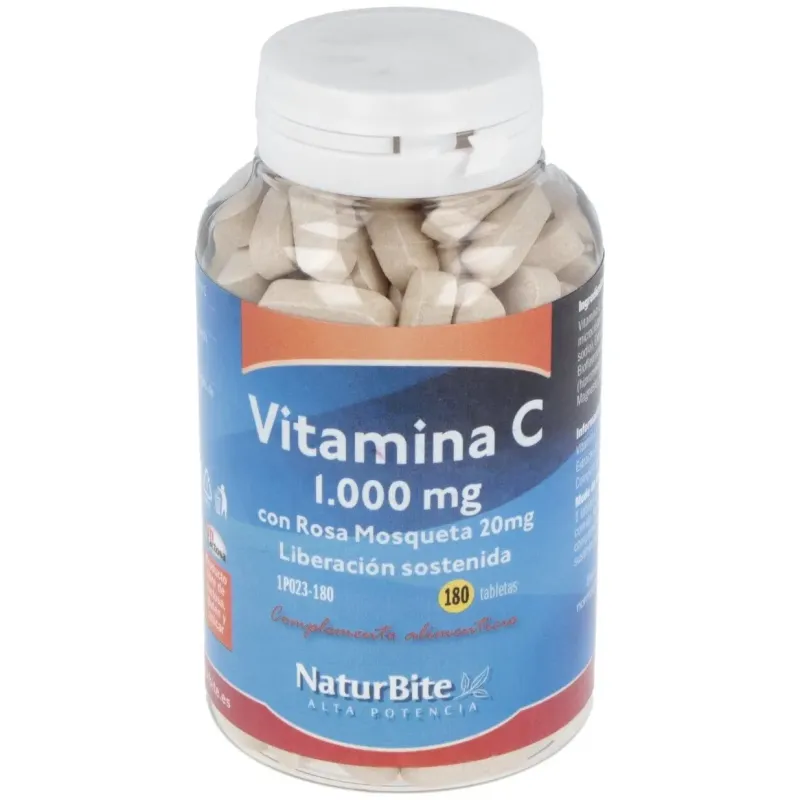 Naturbite vitamina c con rosa mosqueta 20mg 180caps | Farmacia Barata
