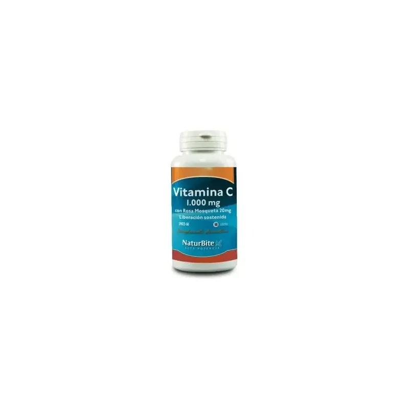 Naturbite vitamina c 1000mg con rosa mosqueta 20mg 60 tabletas | Farmacia Barata
