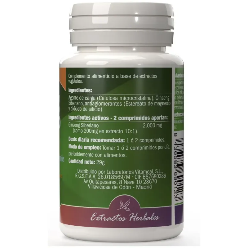 Naturbite ginseng siberiano 1.000mg 60tab | Farmacia Barata