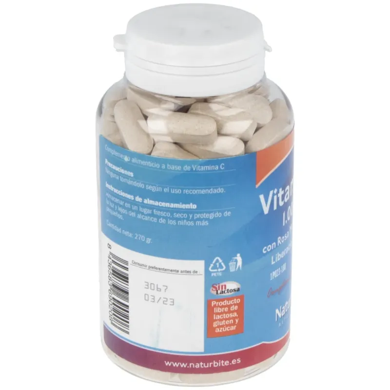 Naturbite vitamina c con rosa mosqueta 20mg 180caps | Farmacia Barata