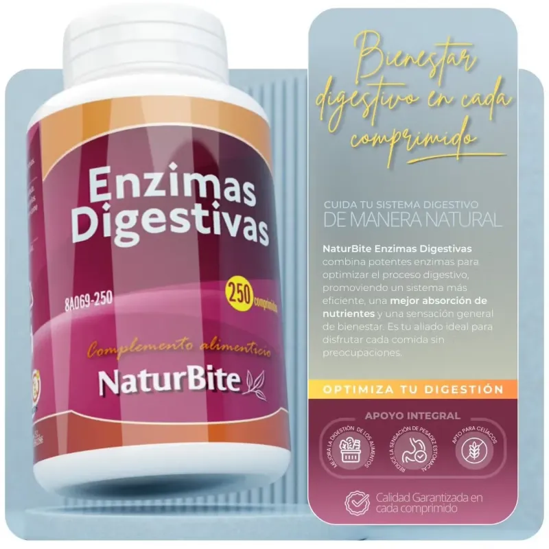 Naturbite enzimas digestivas 250comp | Farmacia Barata