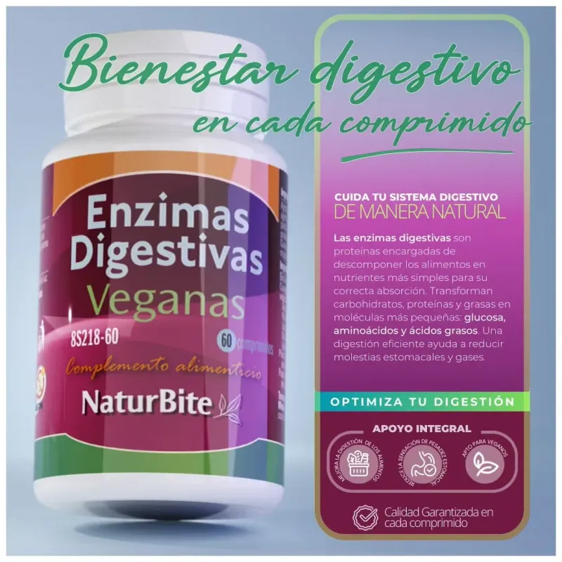 Naturbite enzimas digestivas veganas 250comp | Farmacia Barata