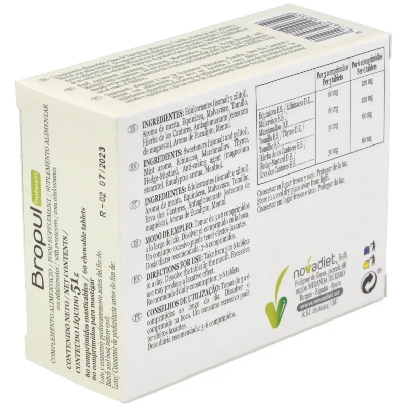 Novadiet bropul balsamicos 60 comprimidos masticables | Farmacia Barata Novadiet bropul balsamicos 60 comprimidos masticables | Farmacia Barata
