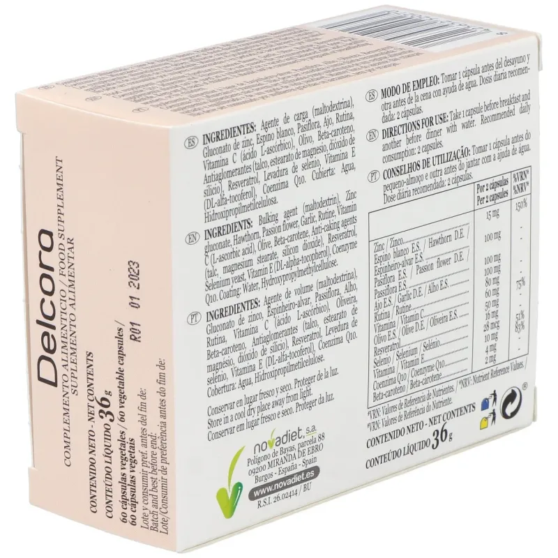 Novadiet delcora 60 cápsulas | Farmacia Barata