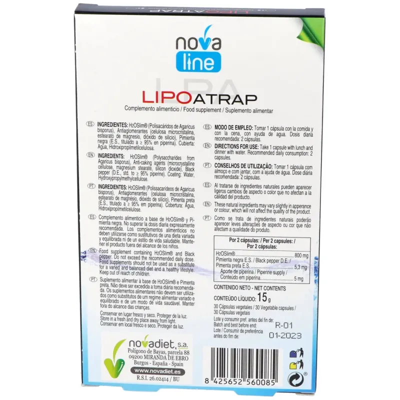 Novadiet lipoatrap 30 cápsulas | Farmacia Barata
