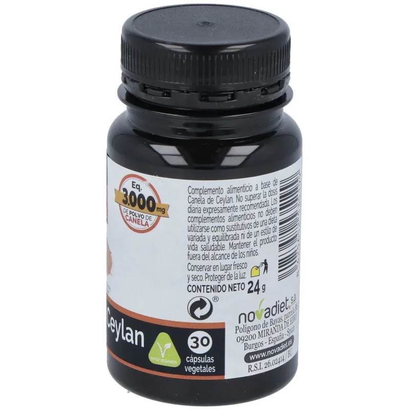 Novadiet canela de ceylan 30 cápsulas vegetales | Farmacia Barata