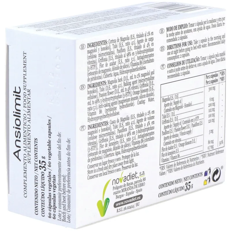 Novadiet ansiolimit 60caps | Farmacia Barata
