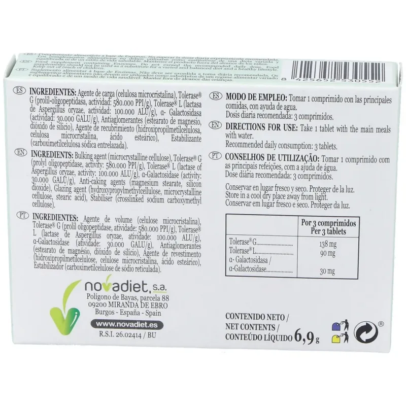 Novadiet intoleran enzimas 30comp | Farmacia Barata