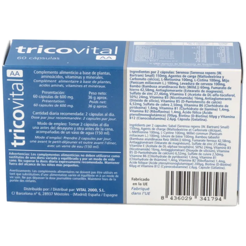 Tricovital aa 60cap. | Farmacia Barata