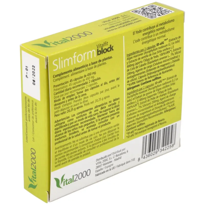 Vital 2000 slimform block 45caps | Farmacia Barata
