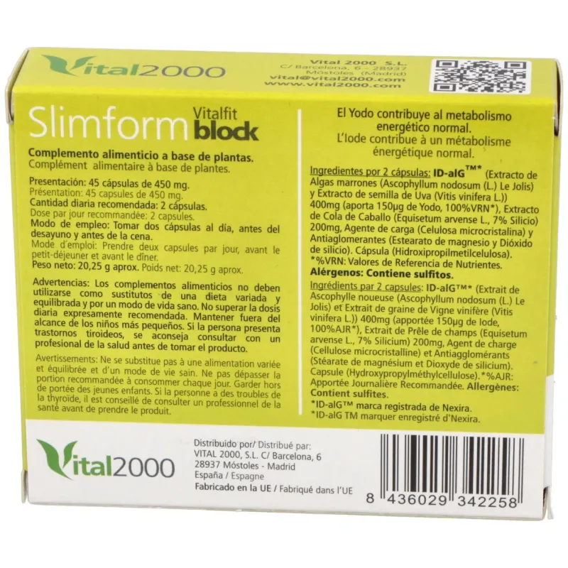 Vital 2000 slimform block 45caps | Farmacia Barata