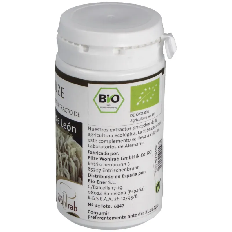 Pilze wolhrab melena de león hericium bio 60caps | Farmacia Barata