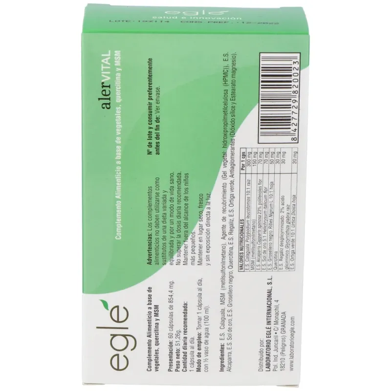 Egle alervital 60 caps | Farmacia Barata