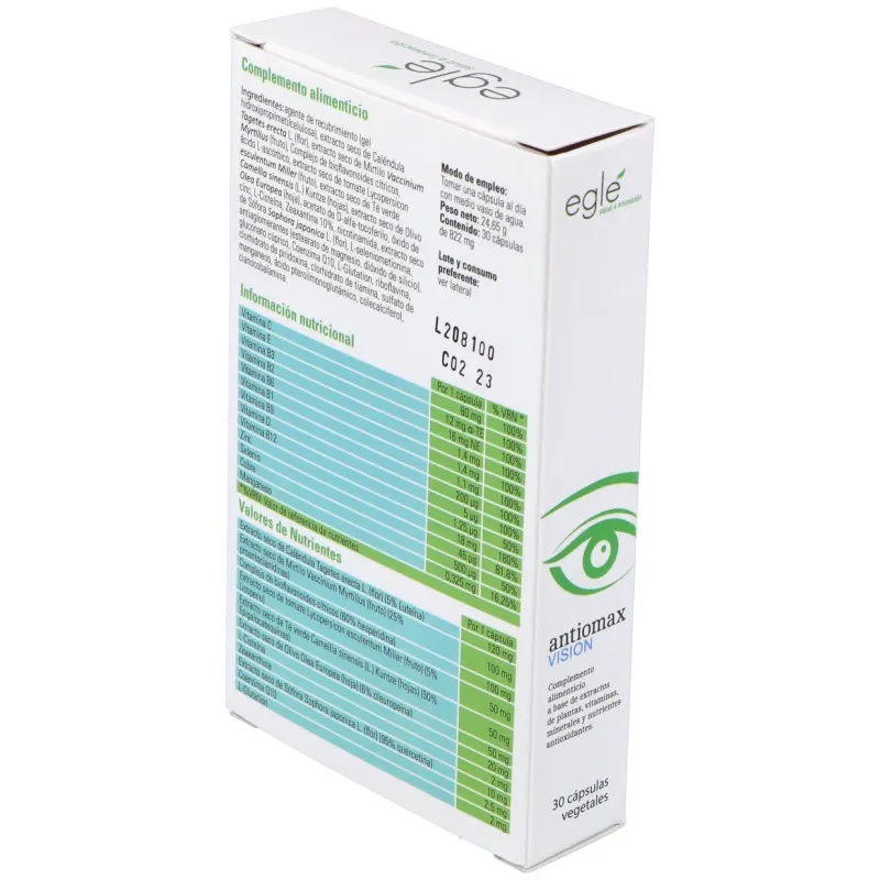 Eglé antiomax visión 30caps | Farmacia Barata