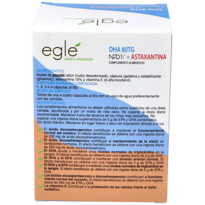 Egle npd1 dha 80 tg astaxantina 60 perlas | Farmacia Barata