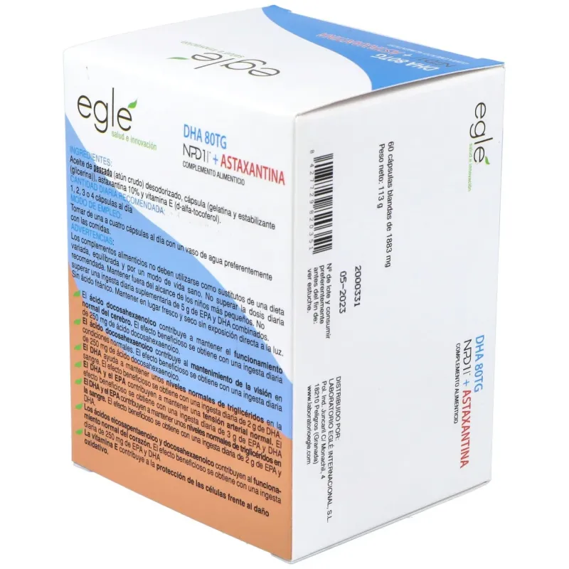 Egle npd1 dha 80 tg astaxantina 60 perlas | Farmacia Barata
