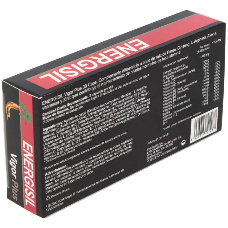 Energisil vigor plus (ginseng+arginina) 30cap. | Farmacia Barata
