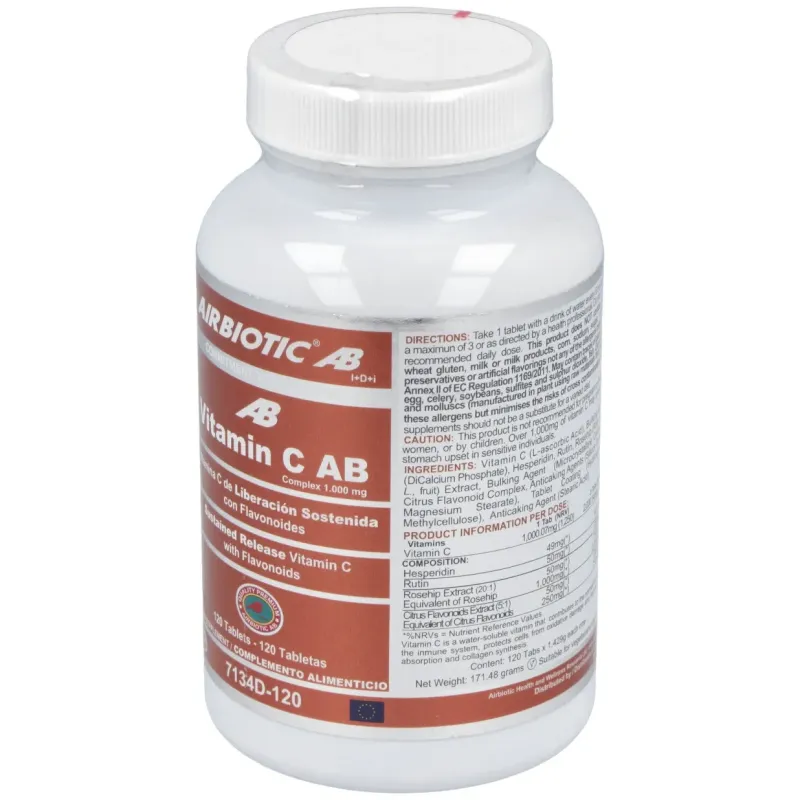 Airbiotic vit c ab complex 1.000 mg lib. sostenida 120 tabletas | Farmacia Barata