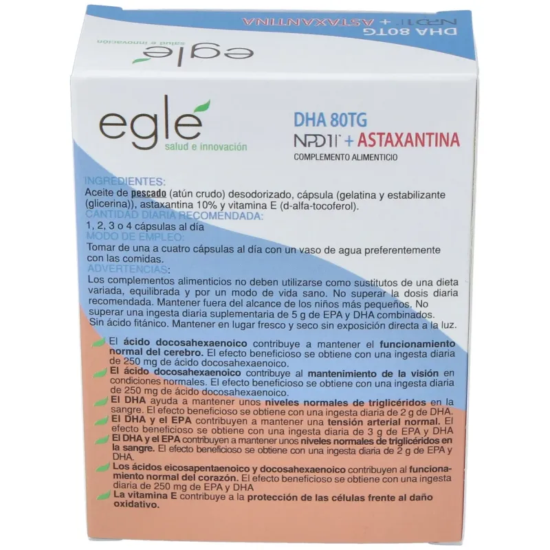 Eglé npd1 dha 80tg astaxantina 30 perlas | Farmacia Barata