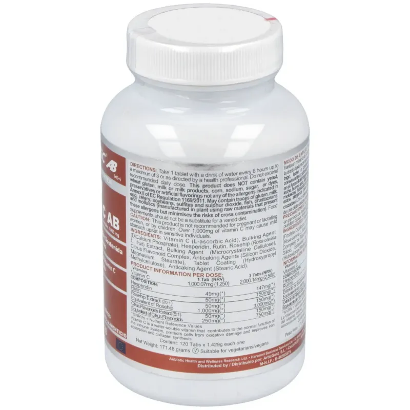 Airbiotic vit c ab complex 1.000 mg lib. sostenida 120 tabletas | Farmacia Barata
